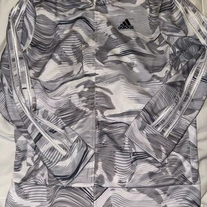 Kids Adidas Gray and White Track Jacket